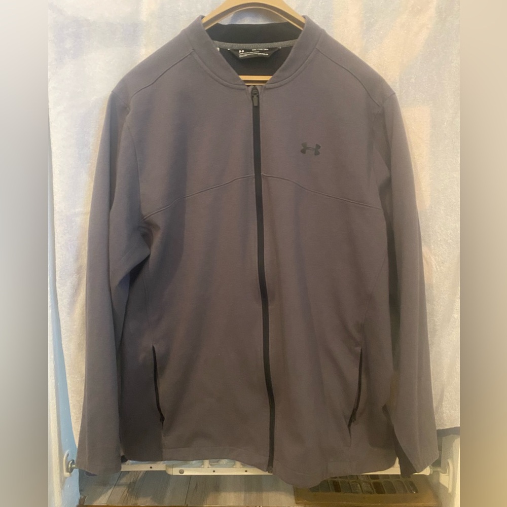 Under Armour Men's Charcoal Performance Full-Zip Bomber Jacket Men’s 2XL (XXL)
